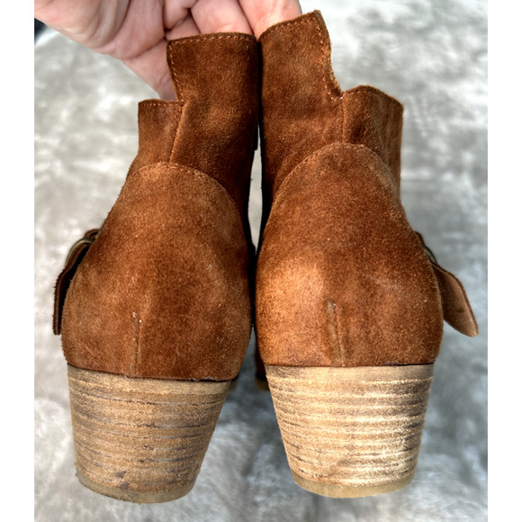 Sundance by Vera Gomma Viola Rust Suede Western Ankle Boots Womens 10 EU 41 - Picture 4 of 11